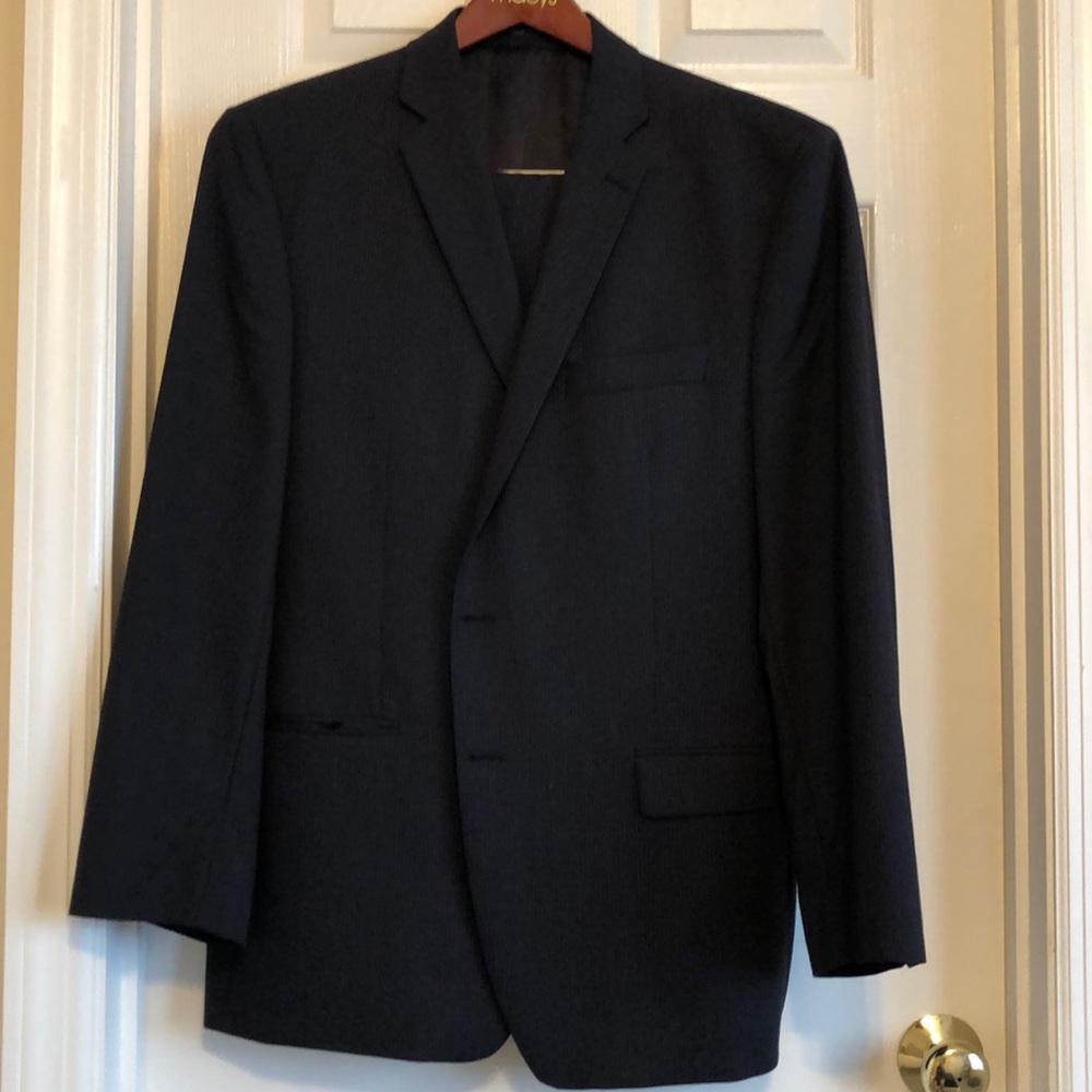 Calvin Klein suit navy with fine pinstripe